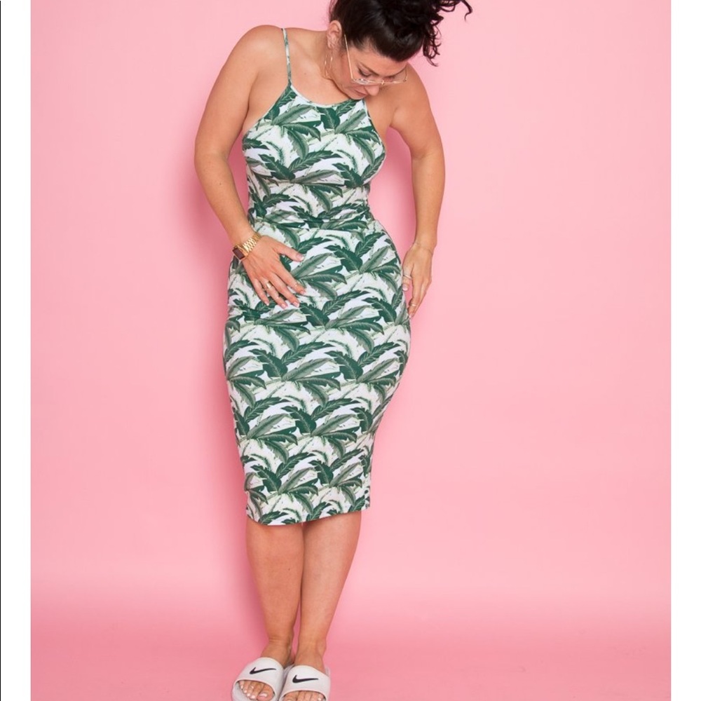 Manners London Nata Dress in green banana leaf